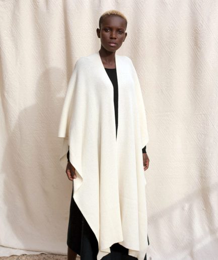 Sustainable recycled cashmere wrap cape.